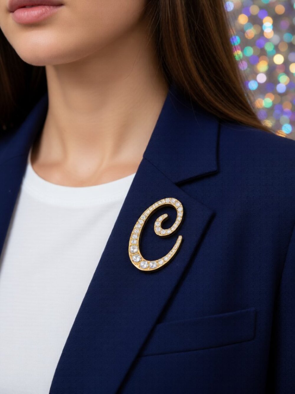Pure Honey Monogram Pin Letter C Rhinestone Costume Jewelry NWT